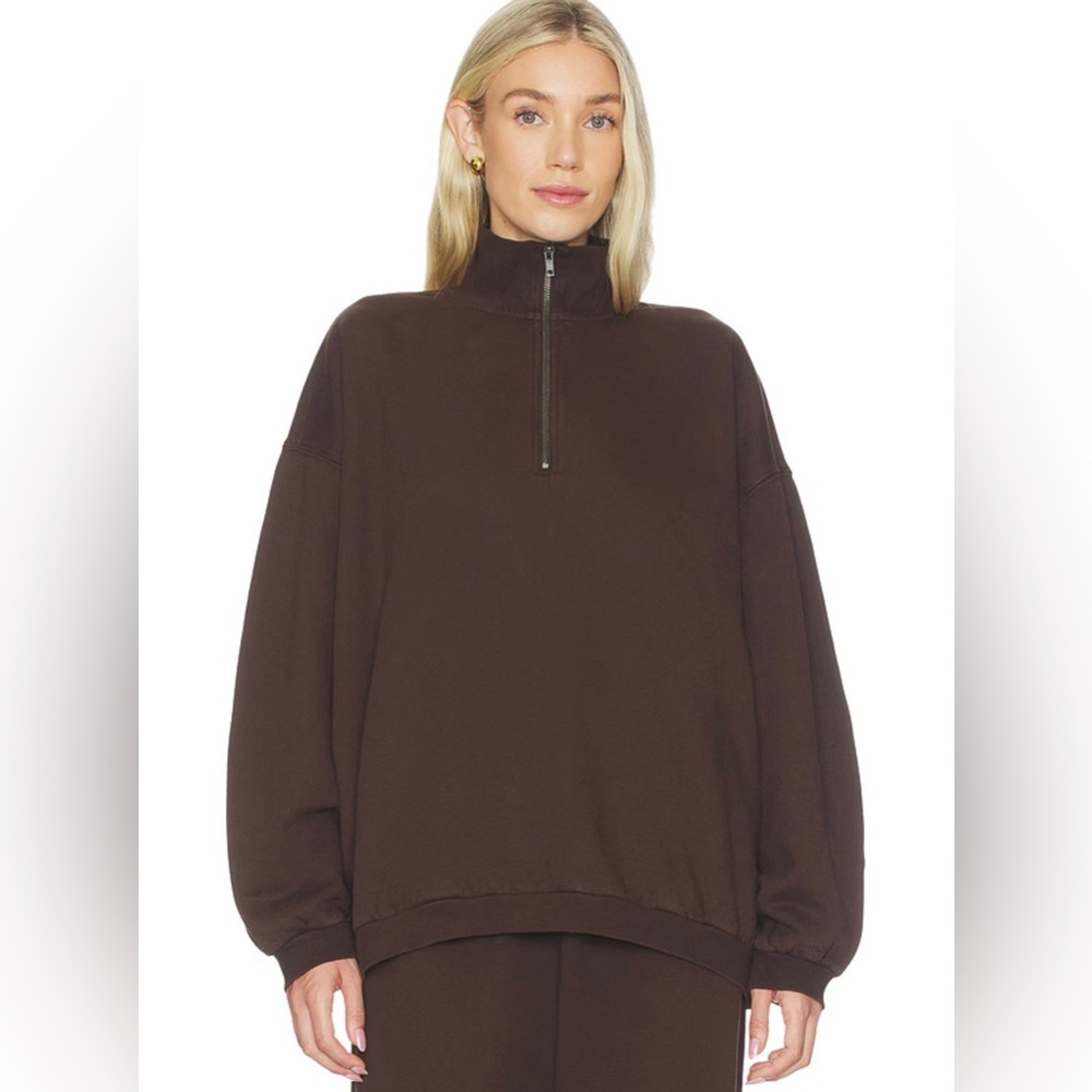 Skims Espresso Half zip hoodie EUC 2X
